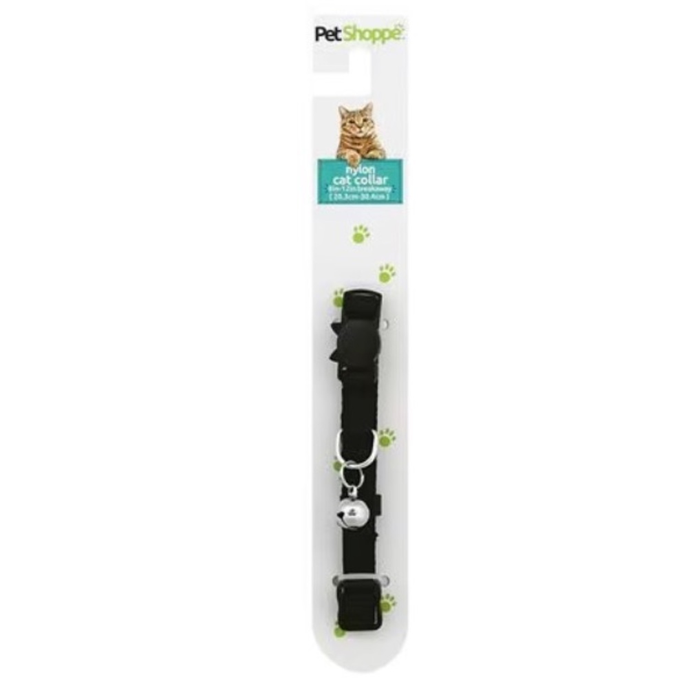 NWT Black Nylon Breakaway Cat Collar with Bell 3/8" x 8-12" - Picture 1 of 4
